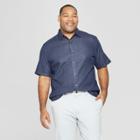 Men's Big & Tall Polka Dot Short Sleeve Novelty Button-down Shirt - Goodfellow & Co Xavier Navy