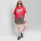 Women's Plus Size Ascot + Hart Graphic Pull-on Shorts - Tan Leopard Print