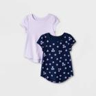 Toddler Girls' 2pk Floral Short Sleeve T-shirt - Cat & Jack Navy/purple