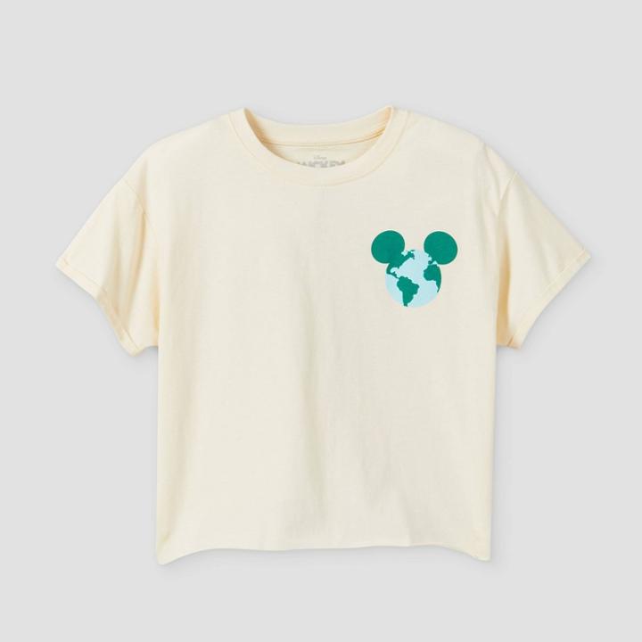 Girls' Mickey Mouse & Friends Save Our Planet Short Sleeve Graphic T-shirt - Off-white