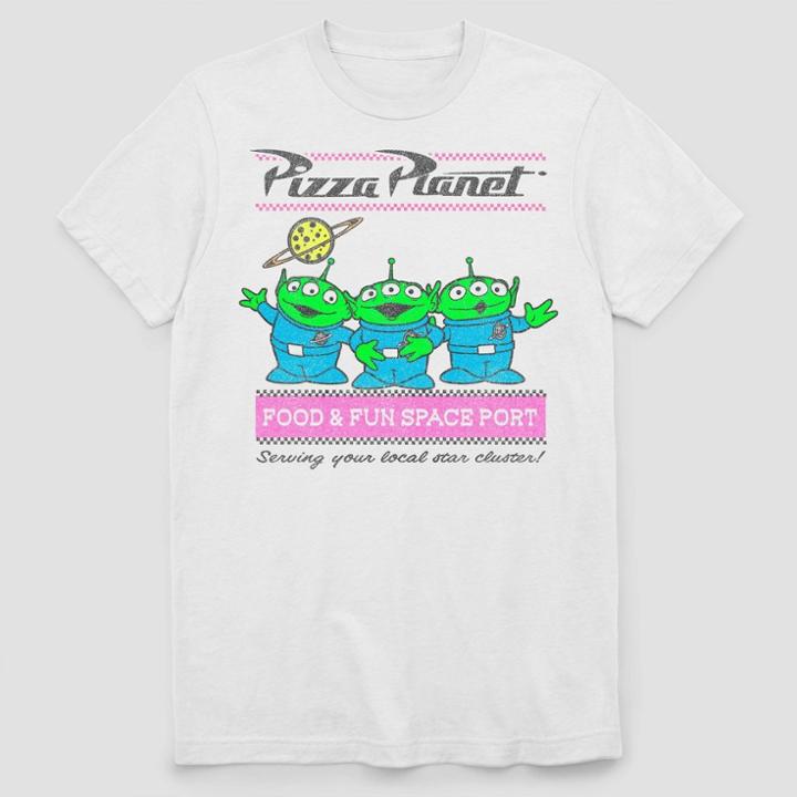 Men's Disney Pizza Planet Aliens Short Sleeve Graphic T-shirt - White