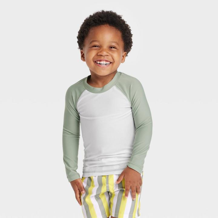 Toddler Long Sleeve Rash Guard Swim Shirt - Cat & Jack Green