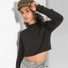 Women's Cropped Mock Neck Pullover - Wild Fable Black