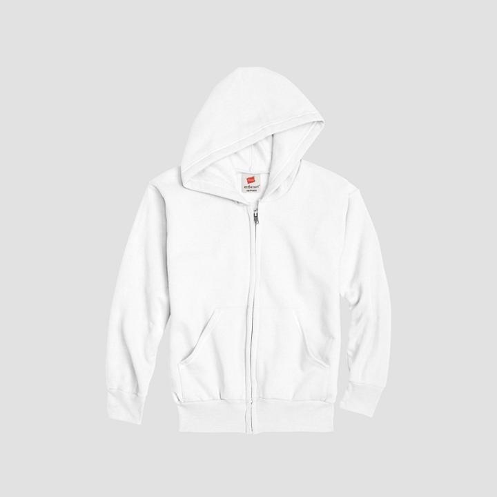 Hanes Kids' Comfort Blend Eco Smart Full-zip Hoodie Sweatshirt - White