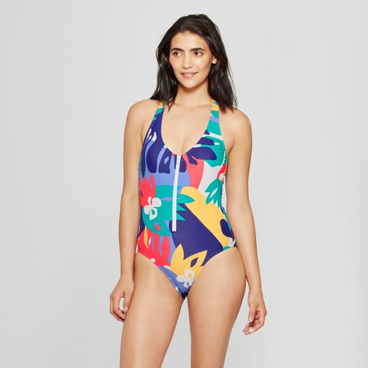 Women's Zipper Racerback One Piece - Joylab Multi Palm L,