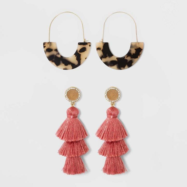 Sugarfix By Baublebar On-trend Drop Earring Set - Tortoise, Women's
