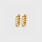 14k Gold Plated Cubic Zirconia Huggie Hoop Earrings - A New Day