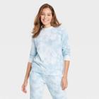 Women's Beautifully Soft Fleece Tie-dye Lounge Sweatshirt - Stars Above Blue
