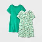 Toddler Girls' 2pk Adaptive Short Sleeve Dress - Cat & Jack Bright Green