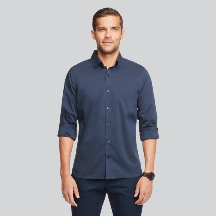 Van Heusen Men's Slim Fit Long Sleeve Button-down Shirt - Dark Blue