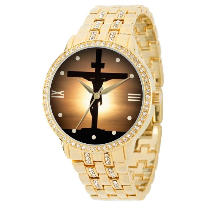 Target Men's Ewatchfactory Jesus Cross Round Bracelet Watch - Gold