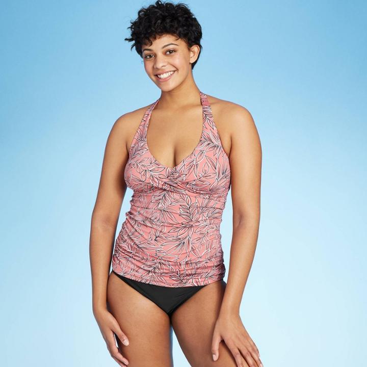 Women's Halter Tankini Top - Kona Sol Peach Floral Xs, Women's, Pink Floral