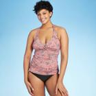 Women's Halter Tankini Top - Kona Sol Peach Floral Xs, Women's, Pink Floral