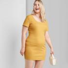 Women's Plus Size Short Sleeve Knit Dress - Wild Fable Yellow