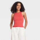 Women's Slim Fit Rib Tank Top - A New Day Red