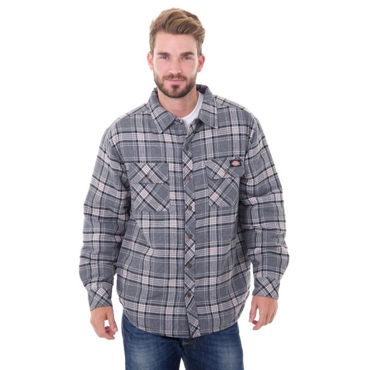 Dickies Men's Sherpa Lined Shirt Jackets - Charcoal/black 862 S, Size: Small, Grey/black