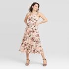 Women's Floral Print Sleeveless Lace-up Back Tiered Dress - Xhilaration Pink