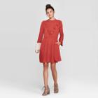 Women's Long Sleeve Crewneck With Ruffles Shift Dress - Universal Thread Berry L, Size: