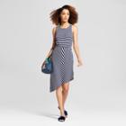 Women's Striped Sleeveless Asymmetrical Dress - A New Day Navy/white Xl,