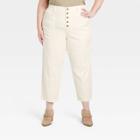 Women's Plus Size Mid-rise Tapered Fit Cargo Pants - Knox Rose White