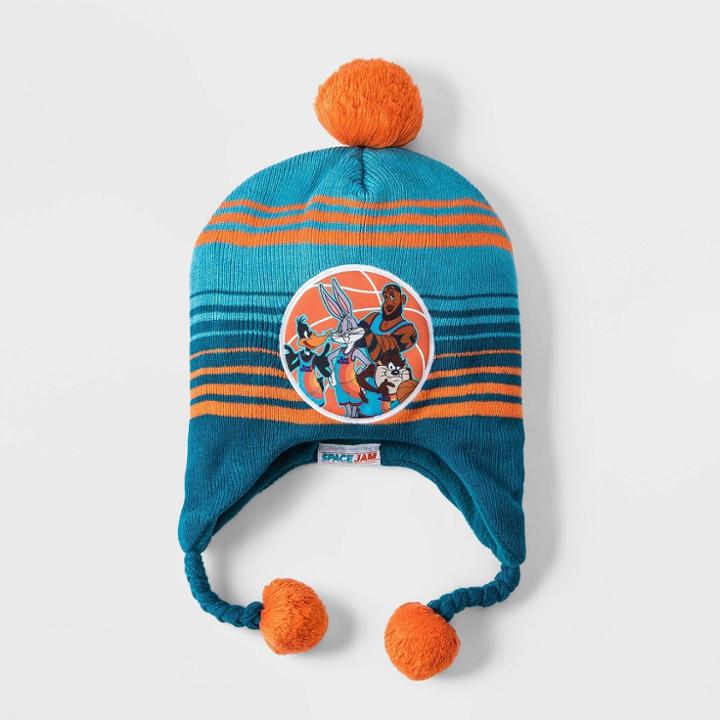 Kids' Space Jam Striped Beanie, Blue/orange/blue
