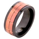 Men's West Coast Jewelry Coffee- Tone Two-tone Stainless Steel Dual Spinner Ring (8), Black Brown