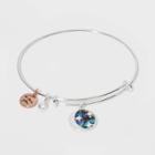 No Brand Moon And Stars Abalone Inlay Clear Crystal Expandable Bracelet - Silver, Women's, Pink
