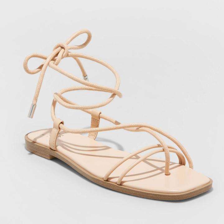 Women's Talia Lace-up Sandals - A New Day Tan