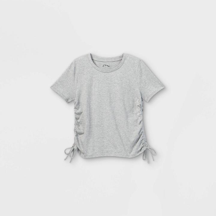 Girls' Short Sleeve Cinched Side T-shirt - Art Class Gray