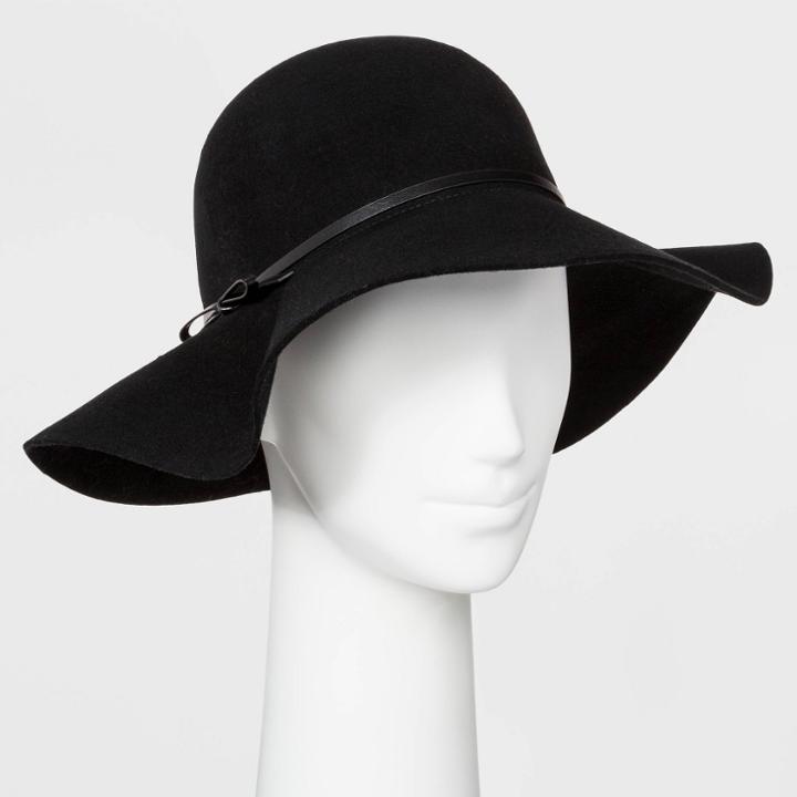 Women's Felt Floppy Hat - A New Day Black One Size, Women's