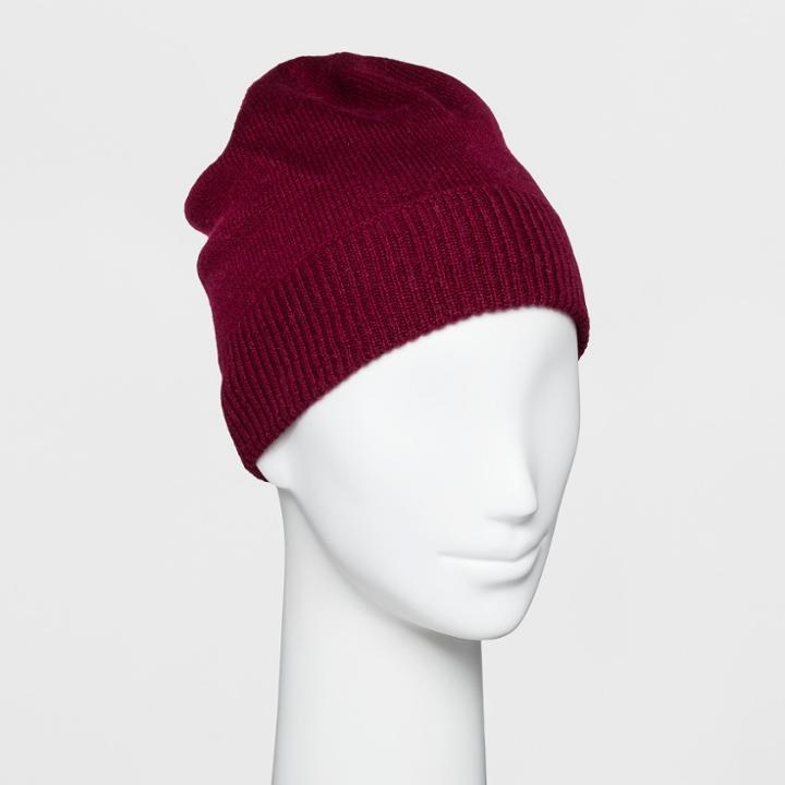 Women's Cashmere Beanie - A New Day Burgundy (red)