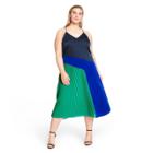 Women's Plus Size Pleated Dress - Cushnie For Target Blue/green