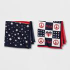 Junk Food Striped Flag & Stars Patchwork Bandana 2pk, Women's, Red