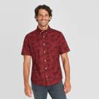 Men's Slim Fit Short Sleeve Poplin Button-down Shirt - Goodfellow & Co Dark Red