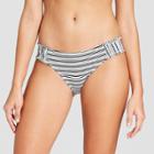 Women's Striped Smocked Tabside Hipster Bikini Bottom - Mossimo White/black