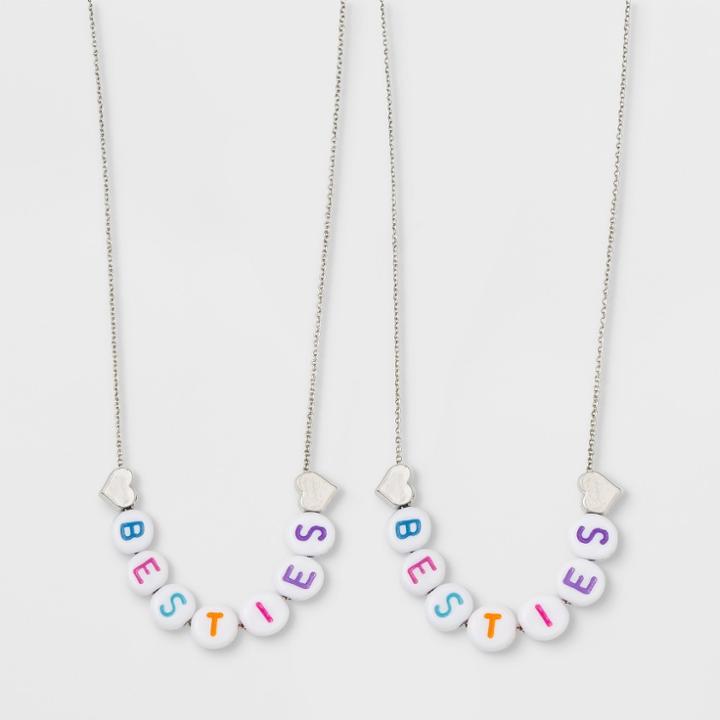 Girls' 2pk Bff Beaded Necklace Set - Cat & Jack Silver