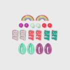 Girls' 9pk Bff Rainbow With Shell Earring Set - Cat & Jack , White