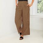 Women's Geometric Print High-rise Pleated Wide Leg Pants - Who What Wear Black