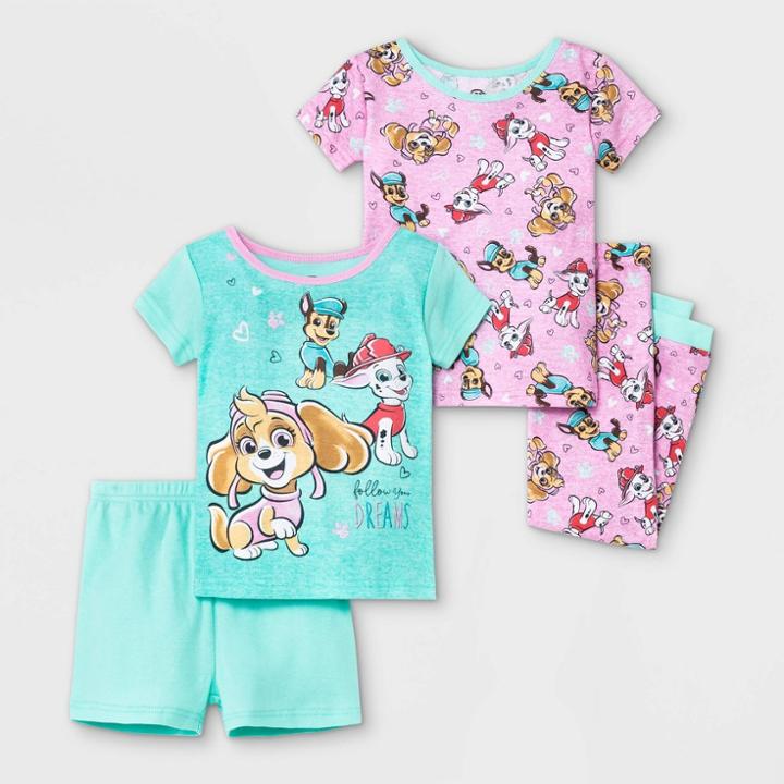 Toddler Girls' 4pc Paw Patrol Pajama Set - Green