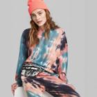 Women's Oversized Crewneck Tie Dye Sweatshirt - Wild Fable Coral/blue Xs, Women's,