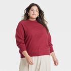 Women's Plus Size Crewneck Light Weight Pullover Sweater - A New Day Red