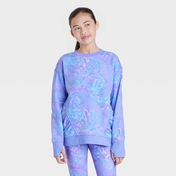 Girls' Fleece Pullover Sweatshirt - All In Motion Light Purple