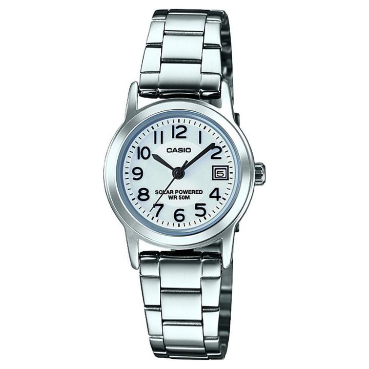Women's Solar-powered Easy Reader Bracelet Watch Silver (ltps100d-7bvcf) - Casio