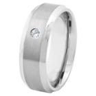 West Coast Jewelry Men's Titanium Satin Finish Beveled Edge Cz Ring (8mm), Size:
