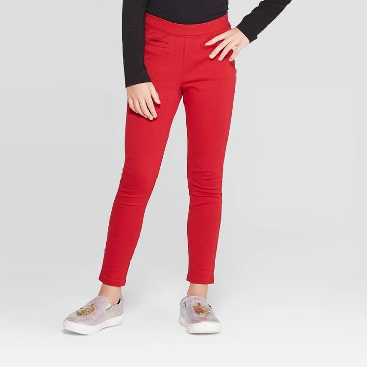 Girls' Ponte Pants - Cat & Jack Red L, Girl's,