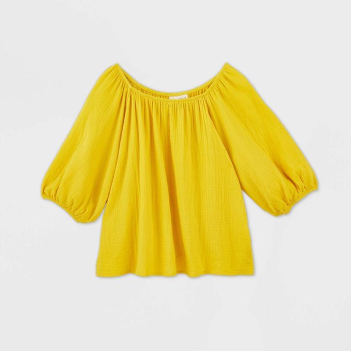 Women's Bubble Elbow Sleeve Blouse - Universal Thread Yellow