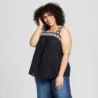 Women's Plus Size Embroidered Strap Tank - Universal Thread Black
