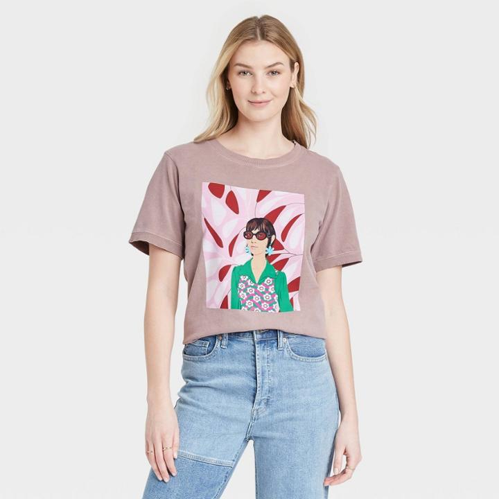 Women's Bijou Karman Calder Short Sleeve Graphic T-shirt - Brown
