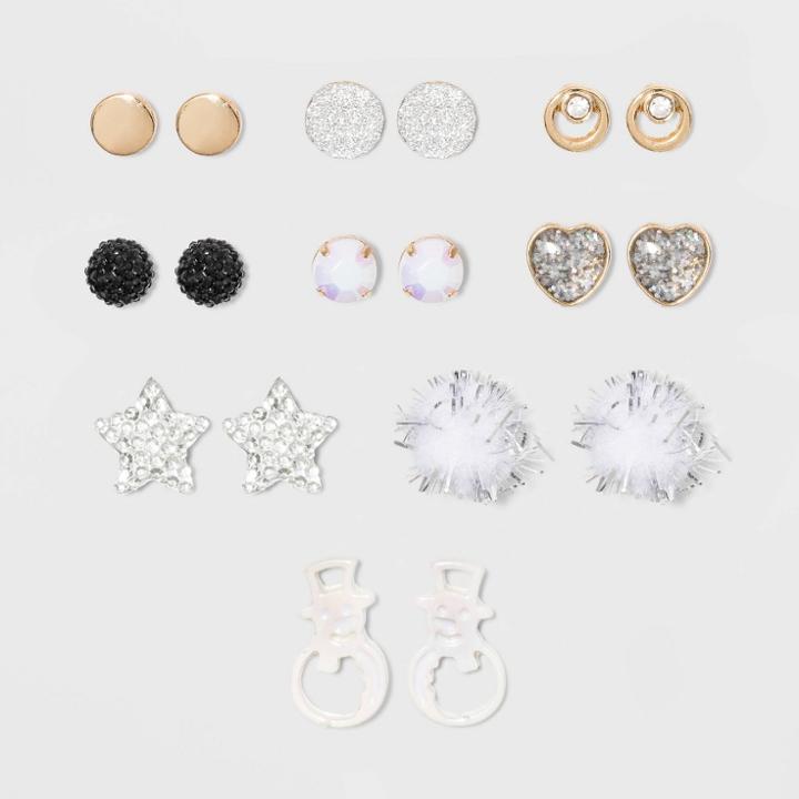 No Brand Candy Bow Star Bell Stone Boxed Novelty Earrings, Women's,