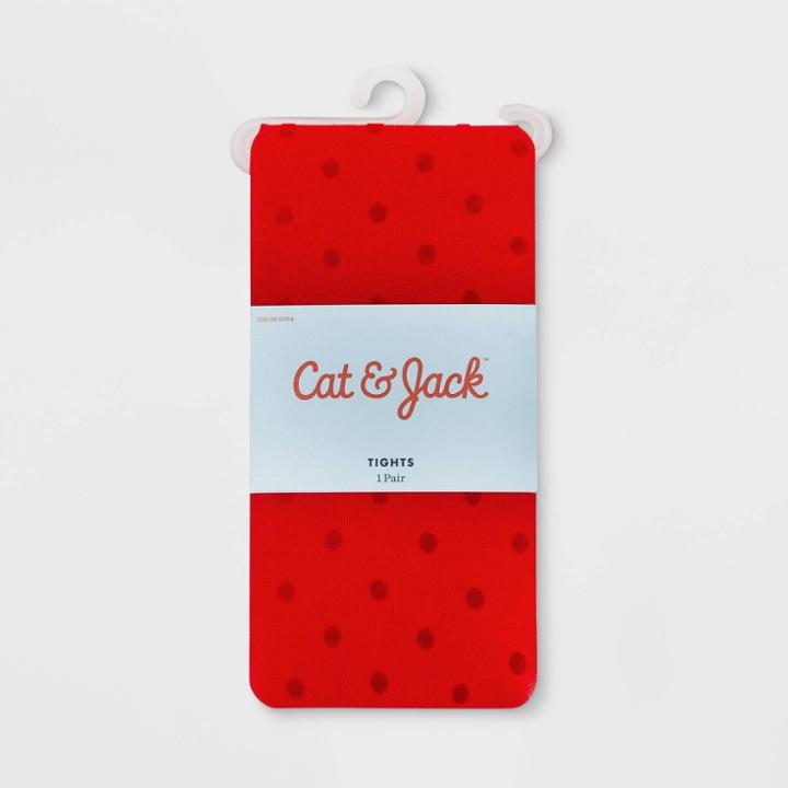 Girls' Polka Dots Tights - Cat & Jack Red 4-6x, Girl's,